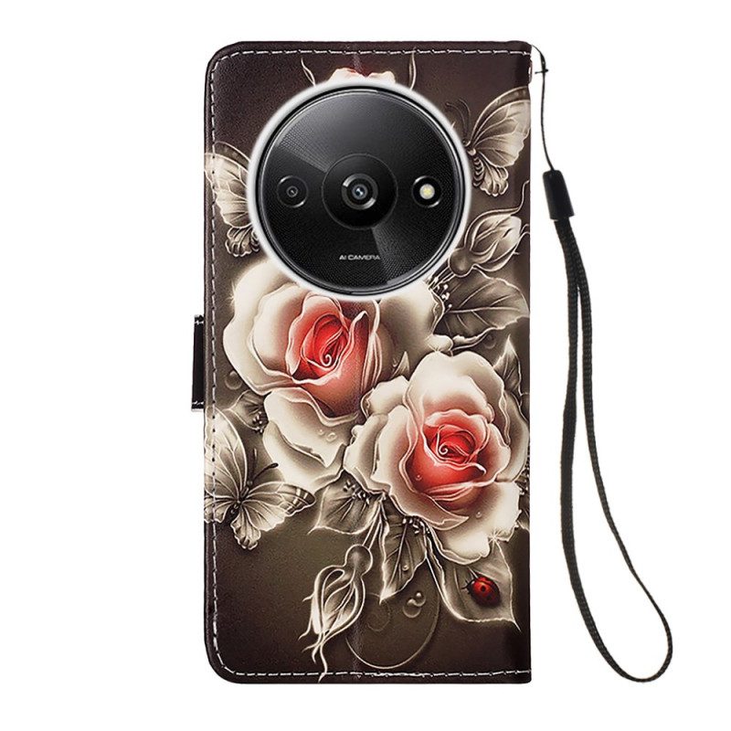 Folio-hoesje Poco C61 Telefoonhoesje Boeket Rozen Met Riem