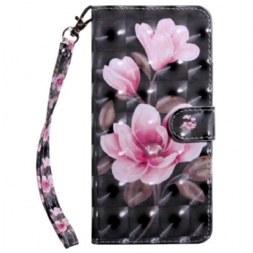 Folio-hoesje Poco C61 Telefoonhoesje Roze Bloemen Met Riem