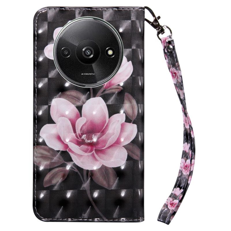 Folio-hoesje Poco C61 Telefoonhoesje Roze Bloemen Met Riem