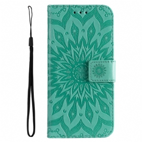 Folio-hoesje Poco C61 Telefoonhoesje Zonne-mandala Met Riem