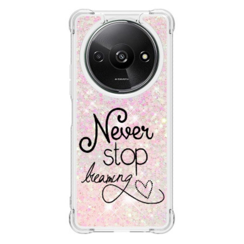 Hoesje Poco C61 Stop Nooit Met Dromen Glitter