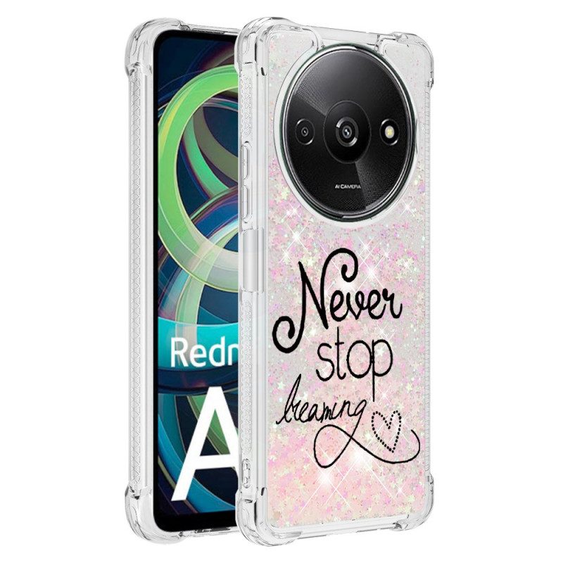 Hoesje Poco C61 Stop Nooit Met Dromen Glitter