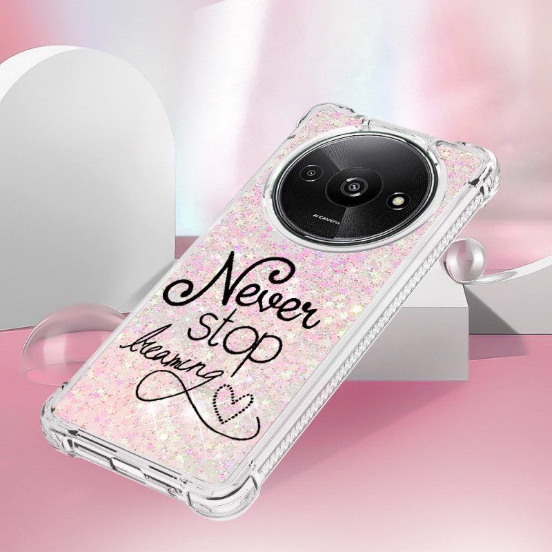 Hoesje Poco C61 Stop Nooit Met Dromen Glitter