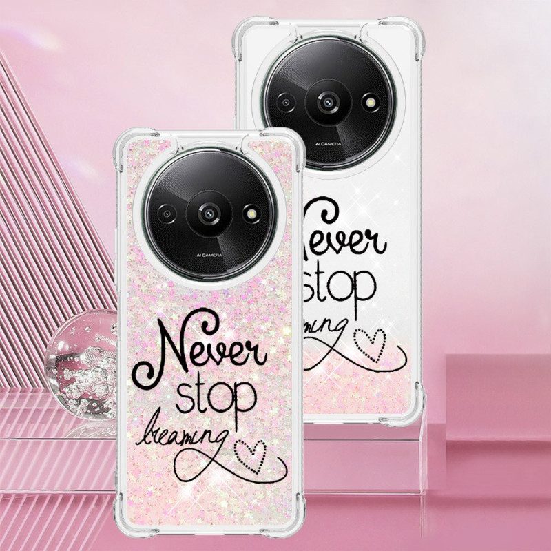 Hoesje Poco C61 Stop Nooit Met Dromen Glitter