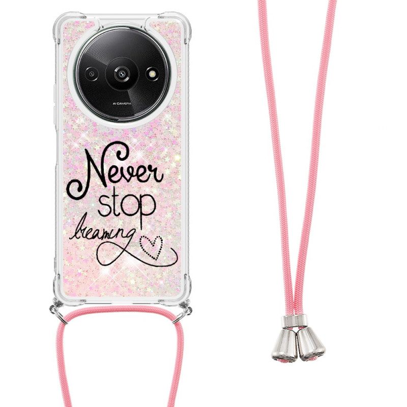 Hoesje Poco C61 Stop Nooit Met Dromen Glitter