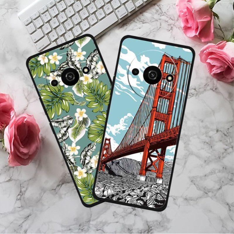 Hoesje Voor Poco C61 Blauwe Bloemen