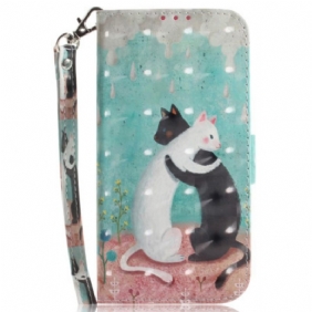 Leren Hoesje Poco C61 Twee Stringkatten Bescherming Hoesje