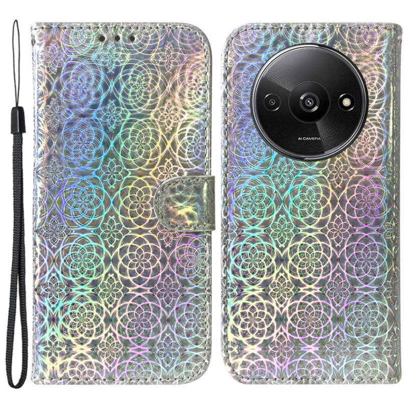 Leren Hoesje Voor Poco C61 Disco-stijl Met Bandjes