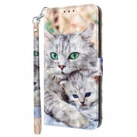 Leren Hoesje Voor Poco C61 Twee Stringkatten