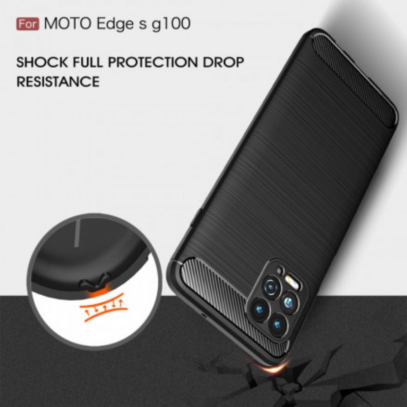 Hoesje voor Moto G100 Geborstelde Koolstofvezel