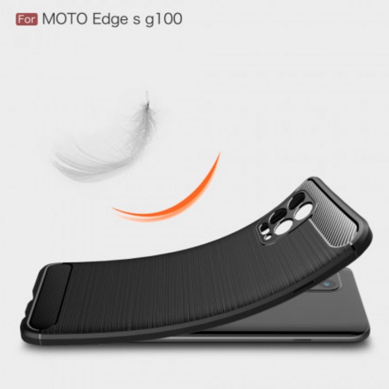 Hoesje voor Moto G100 Geborstelde Koolstofvezel