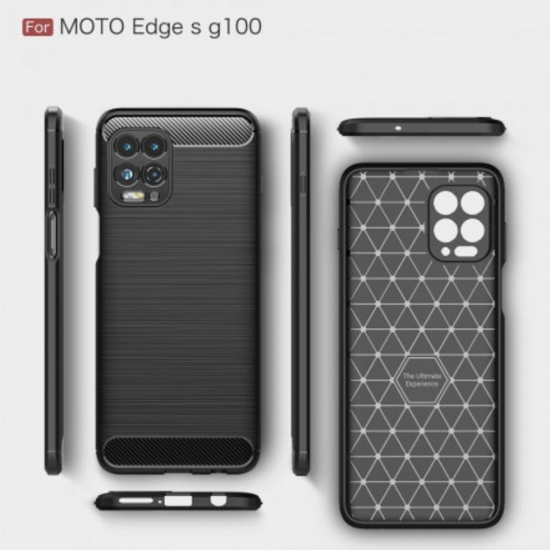 Hoesje voor Moto G100 Geborstelde Koolstofvezel