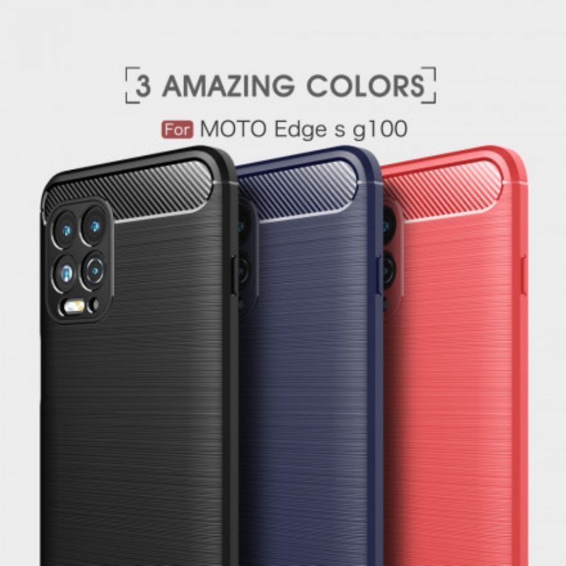 Hoesje voor Moto G100 Geborstelde Koolstofvezel