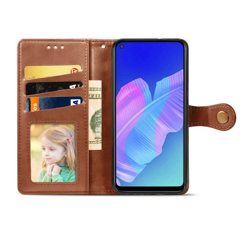 Folio-hoesje voor Huawei P40 Lite E Kunstleer En Vintage Sluiting