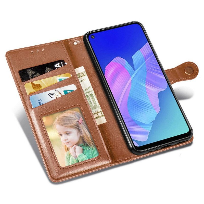 Folio-hoesje voor Huawei P40 Lite E Kunstleer En Vintage Sluiting