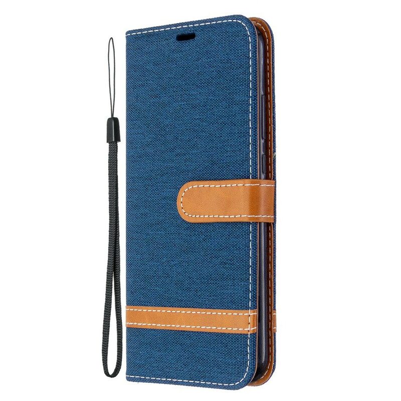 Folio-hoesje voor Huawei P40 Lite E Met Ketting Band Van Stof En Leereffect