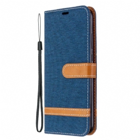 Folio-hoesje voor Huawei P40 Lite E Met Ketting Band Van Stof En Leereffect