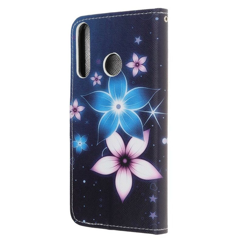 Folio-hoesje voor Huawei P40 Lite E Met Ketting Maanband Bloemen