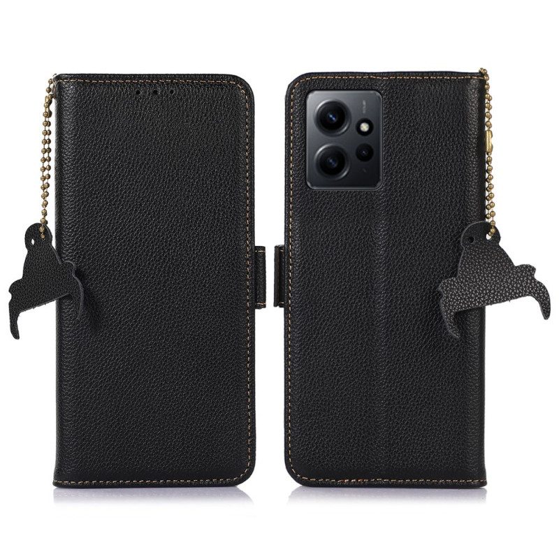 Flip Case voor Xiaomi Redmi Note 12 4G Echt Rfid-gestructureerd Leer