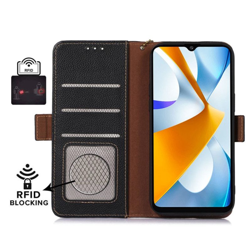 Flip Case voor Xiaomi Redmi Note 12 4G Echt Rfid-gestructureerd Leer