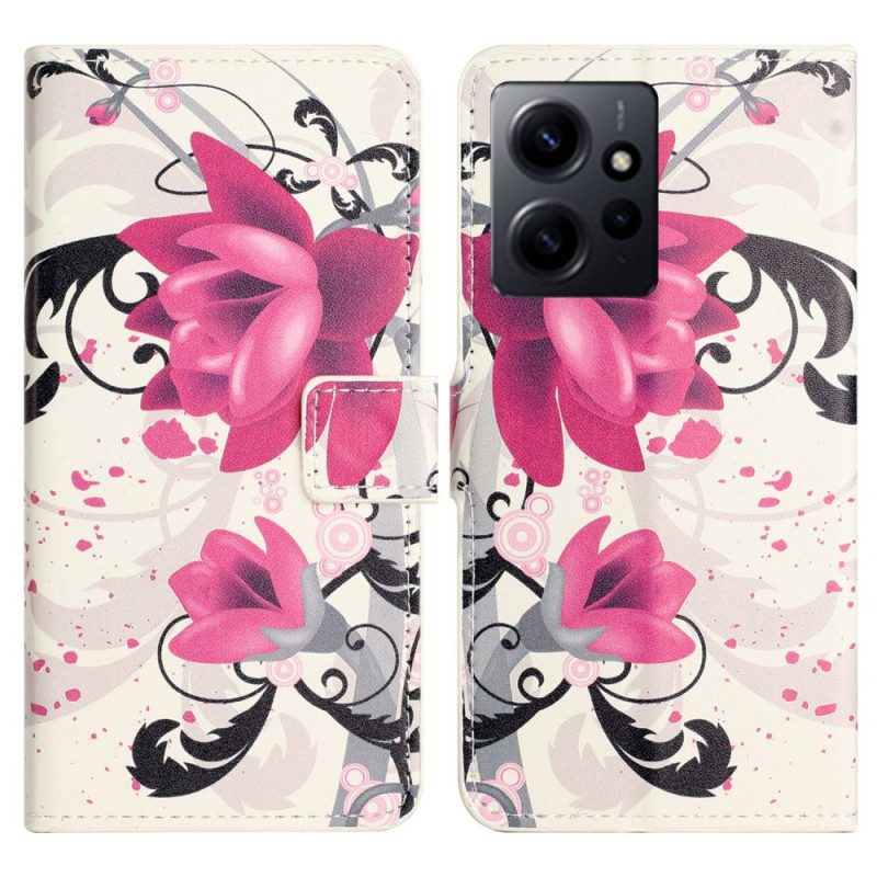 Flip Case voor Xiaomi Redmi Note 12 4G Tropische Bloemen