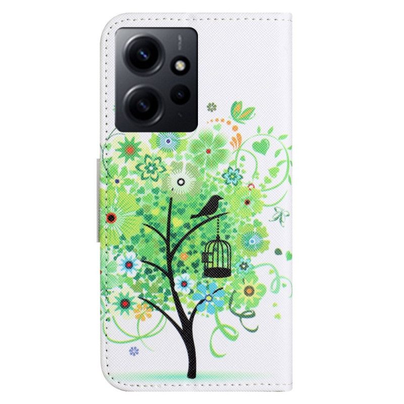 Folio-hoesje voor Xiaomi Redmi Note 12 4G Boom Met Groene Bladeren