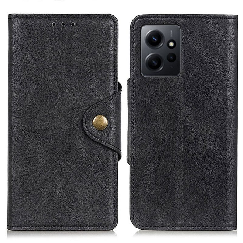 Folio-hoesje voor Xiaomi Redmi Note 12 4G Magnetische Knop Van Imitatieleer