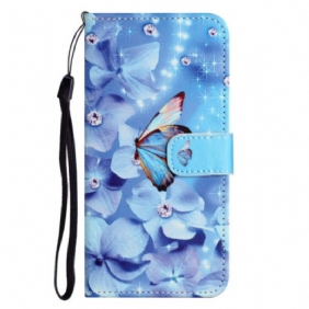 Folio-hoesje voor Xiaomi Redmi Note 12 4G Met Ketting Blauwe Band