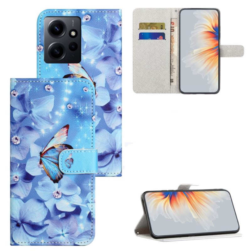 Folio-hoesje voor Xiaomi Redmi Note 12 4G Met Ketting Blauwe Band