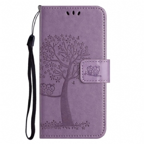 Folio-hoesje voor Xiaomi Redmi Note 12 4G Met Ketting Boom En Strappy Cat