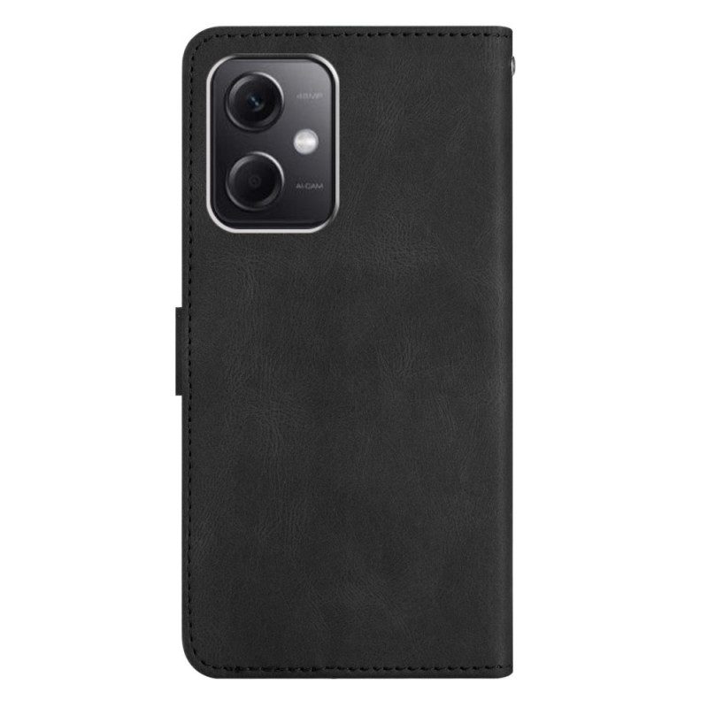 Leren Hoesje voor Xiaomi Redmi Note 12 4G Met Ketting Bandjes Geometrisch