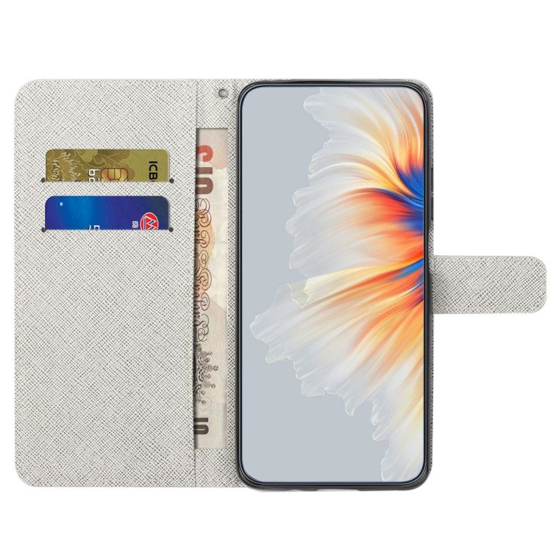 Leren Hoesje voor Xiaomi Redmi Note 12 4G Met Ketting Maanband Bloemen