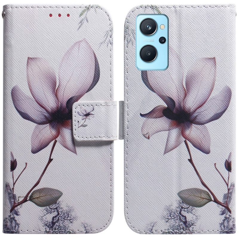 Leren Hoesje voor Realme 9i Roze Bloem