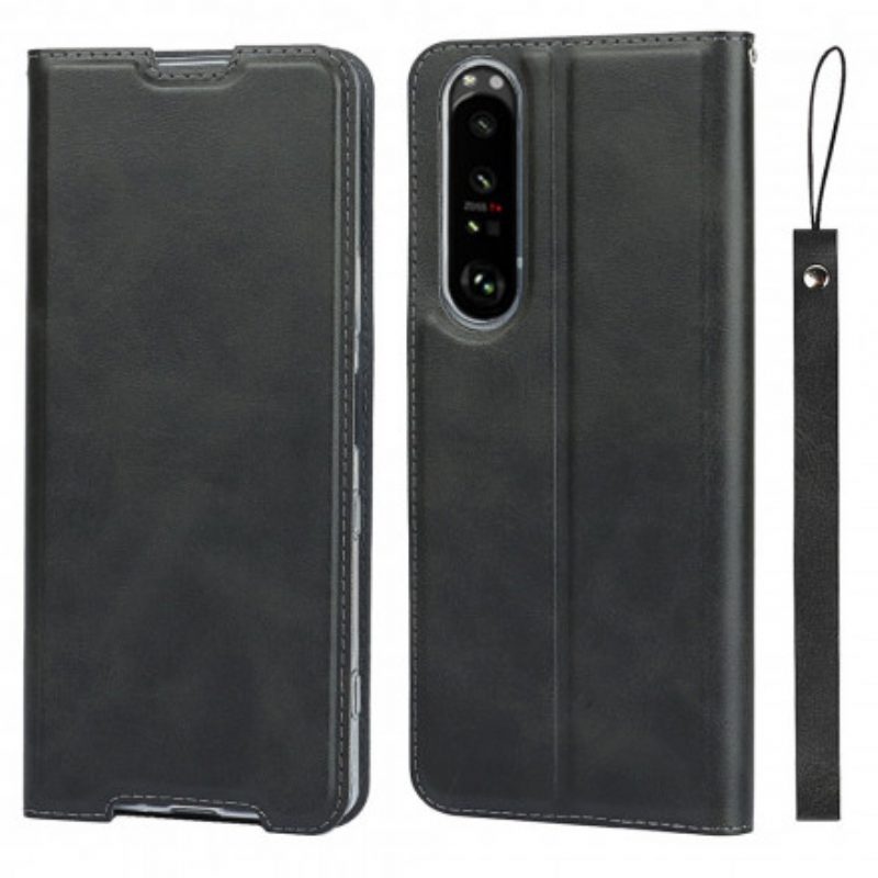 Bescherming Hoesje voor Sony Xperia 1 III Met Ketting Folio-hoesje Kunstleer Class Strappy