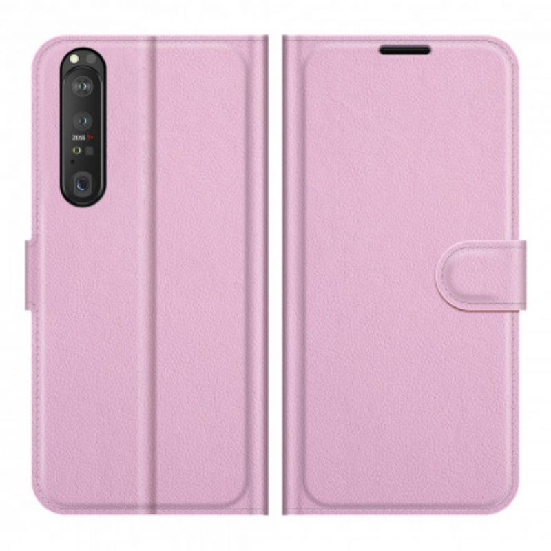 Flip Case voor Sony Xperia 1 III Klassiek Lychee-effect