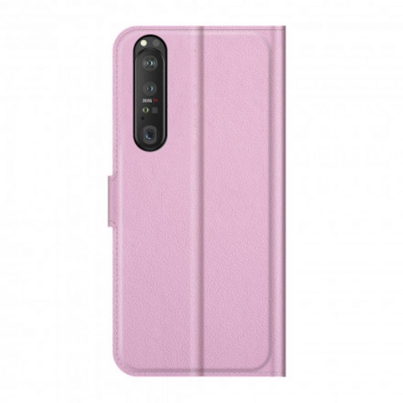 Flip Case voor Sony Xperia 1 III Klassiek Lychee-effect