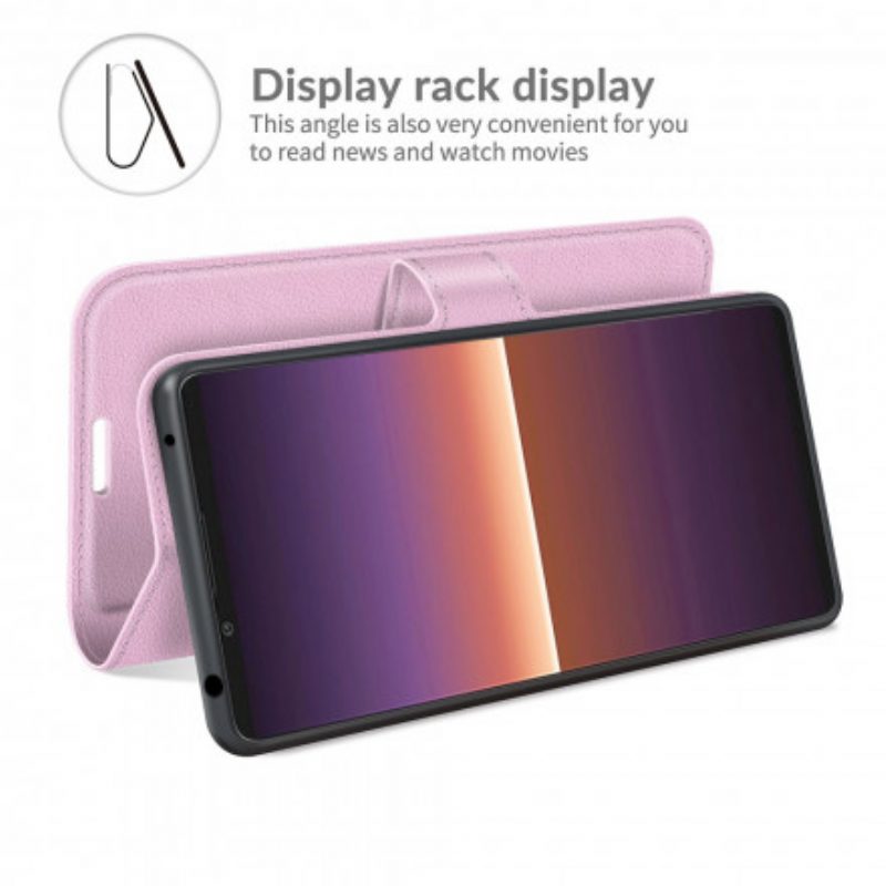 Flip Case voor Sony Xperia 1 III Klassiek Lychee-effect