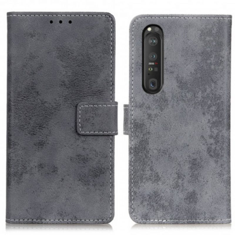 Flip Case voor Sony Xperia 1 III Vintage Leereffect