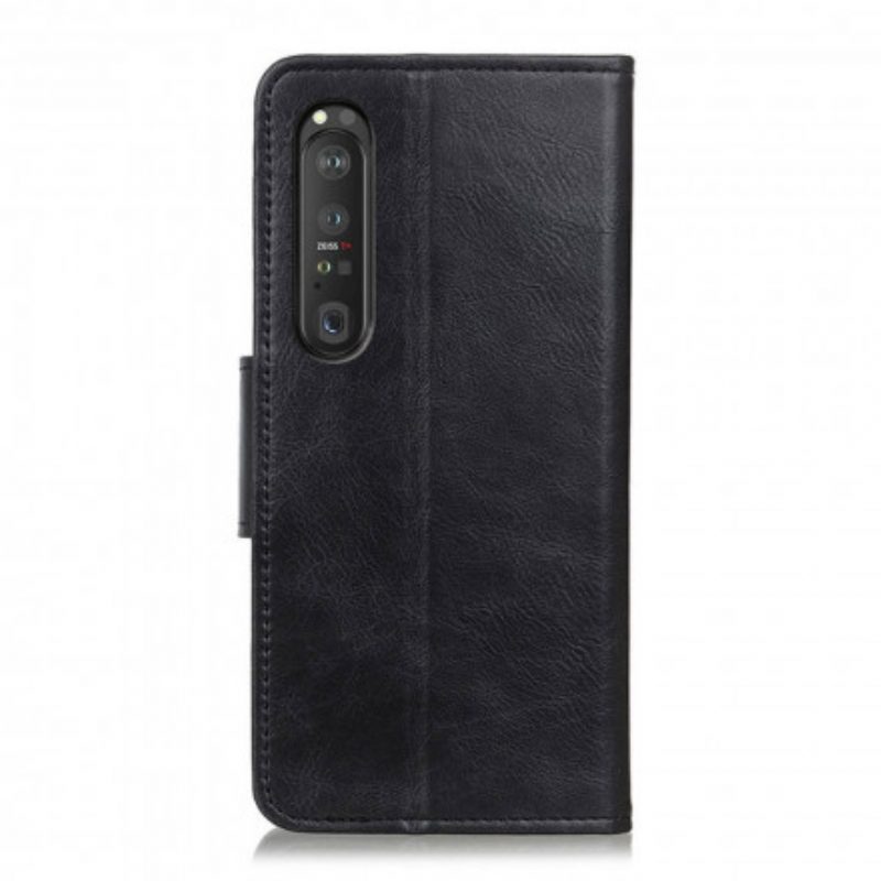 Leren Hoesje voor Sony Xperia 1 III Omkeerbare Sluiting Met Leereffect