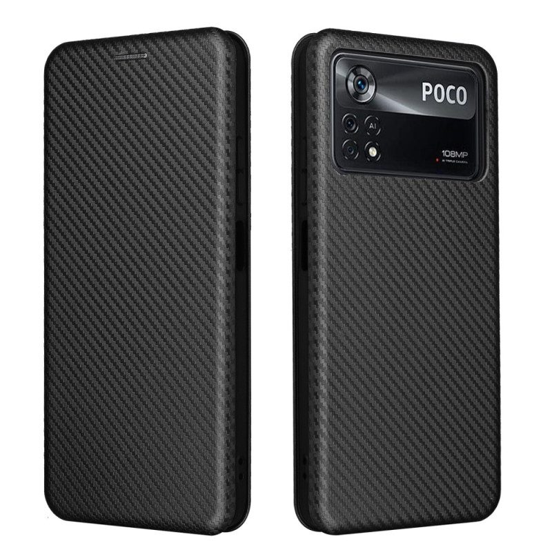 Bescherming Hoesje voor Poco X4 Pro 5G Folio-hoesje Gekleurde Koolstofvezel