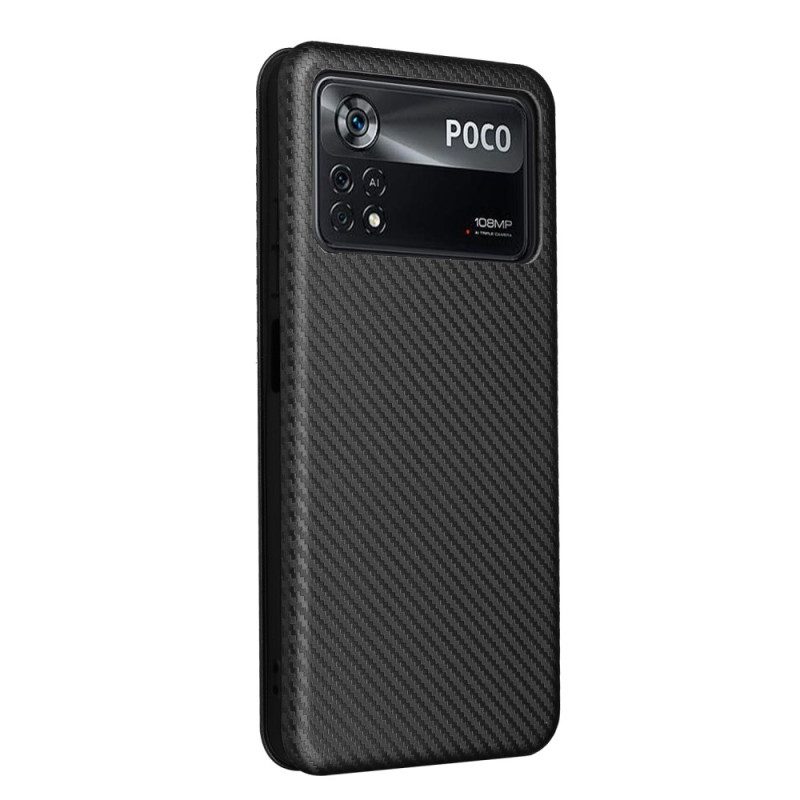 Bescherming Hoesje voor Poco X4 Pro 5G Folio-hoesje Gekleurde Koolstofvezel