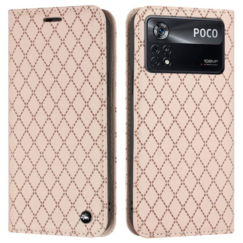 Bescherming Hoesje voor Poco X4 Pro 5G Folio-hoesje Kunstleer Lychee Diamanten