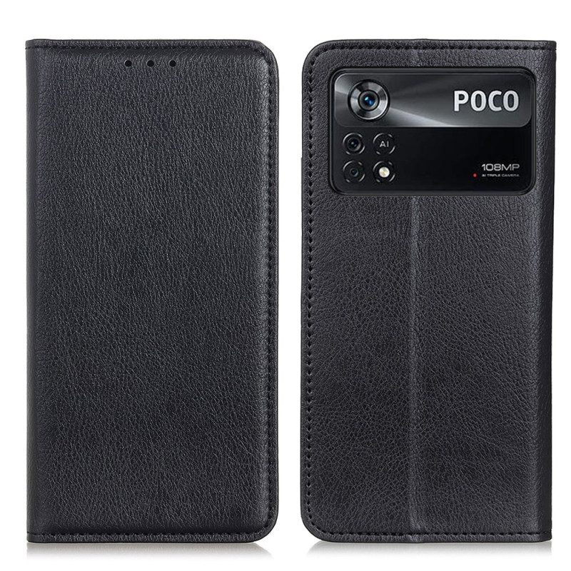 Bescherming Hoesje voor Poco X4 Pro 5G Folio-hoesje Litchi Splitleer