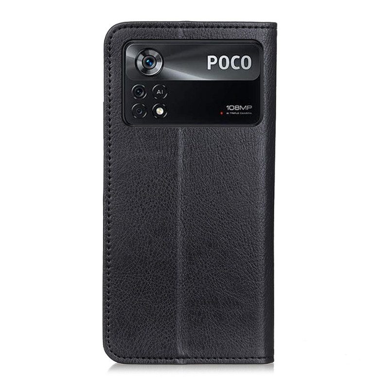 Bescherming Hoesje voor Poco X4 Pro 5G Folio-hoesje Litchi Splitleer