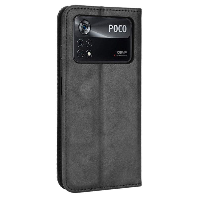 Bescherming Hoesje voor Poco X4 Pro 5G Folio-hoesje Vintage Leereffect