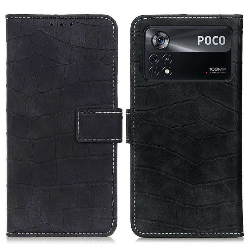 Flip Case voor Poco X4 Pro 5G Krokodillenhuid-effect