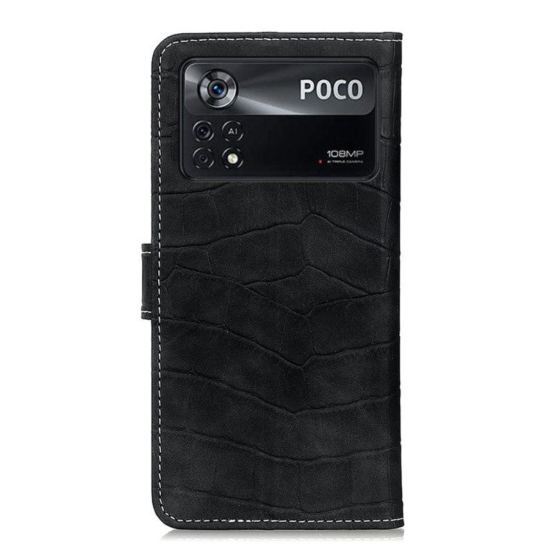 Flip Case voor Poco X4 Pro 5G Krokodillenhuid-effect