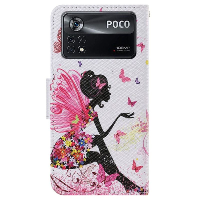 Flip Case voor Poco X4 Pro 5G Met Ketting String Fee