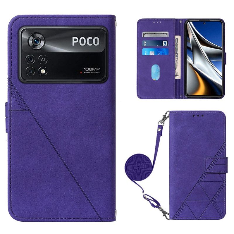 Flip Case voor Poco X4 Pro 5G Patroon Met Schouderriem