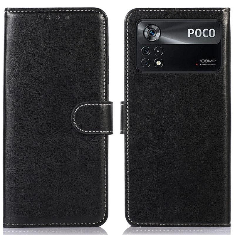 Folio-hoesje voor Poco X4 Pro 5G Couture-leereffect